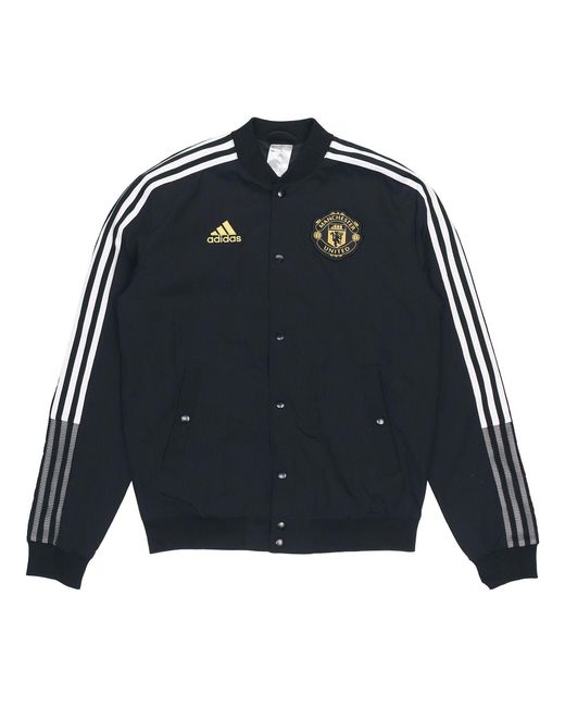 Adidas Blue Mufc Cny Bomber Series Soccer/Football Sports Printing Aviator Jacket for men