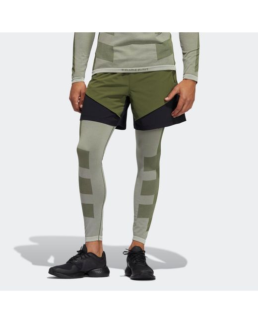 Adidas Green Stu Tech Short Training Sports Colorblock Shorts for men