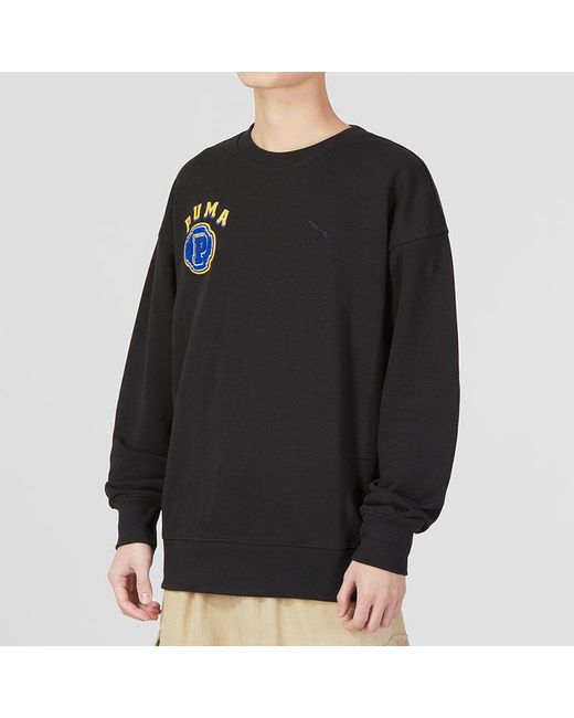 PUMA Black Team Crew Graphic Sweater for men