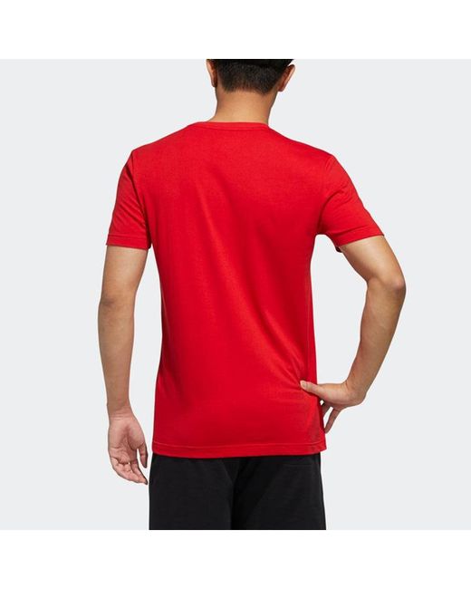 Adidas Red Neo M Esntl Lg T 1 Sports Printing Logo Round Neck Short Sleeve for men