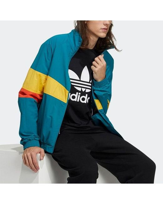Adidas Blue Originals Ts Track Top Colorblock Windproof Sports Jacket for men