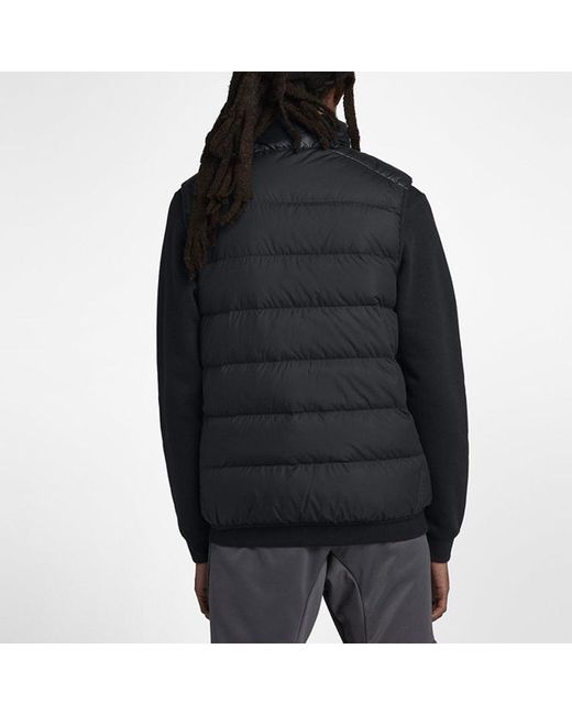 Nike Black Sportswear Windrunner Down Fill Sports Splicing Stand Collar Down Vest for men