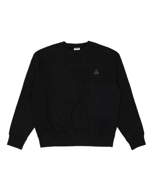 Nike Black Acg Casual Sports Fleece Round Neck Pullover Long Sleeves for men