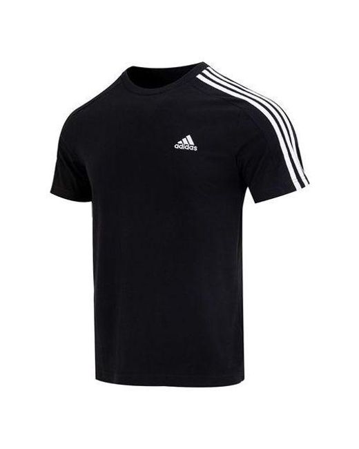 Adidas Black Essentials Single Jersey 3-stripes T-shirt for men