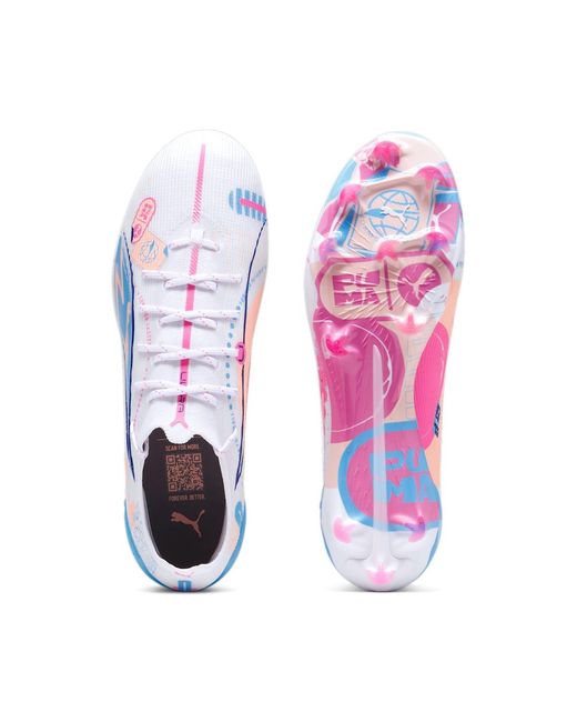 PUMA S Cloud Ultra Ultimate Firm Ground Football Boots White/blue/pink 7.5 for men