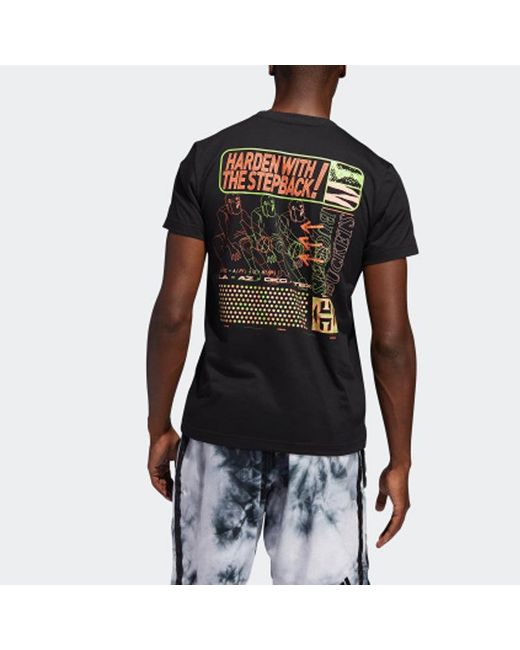Adidas Black Harden Stepback Basketball Sports Round Neck Short Sleeve for men