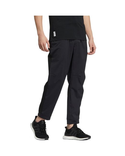 Adidas Black Wj Pnt Solid Color Logo Elastic Woven Sports Pants/Trousers/Joggers for men