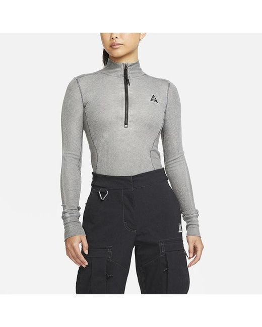 Nike Gray (Wmns) Acg Steeple Rock Half Zipper Slim Fit Long Sleeves T-Shirt