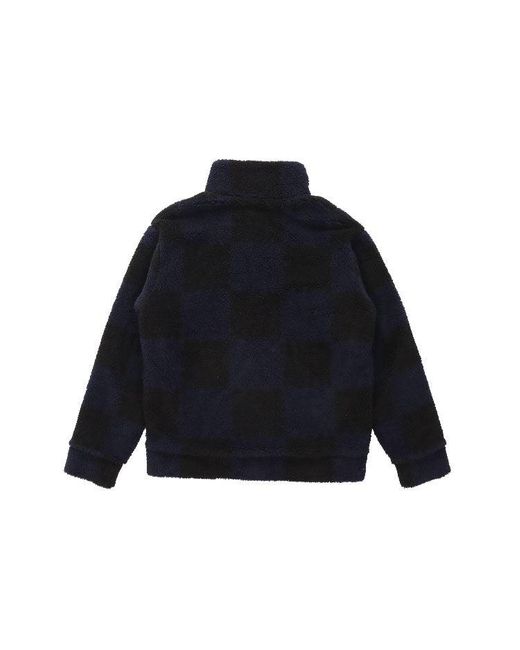 Louis Vuitton Blue X Nigo2 Crossover Lv2 Ss22 Grid Lamb's Wool Zipper Stand Collar Jacket Autumn for men
