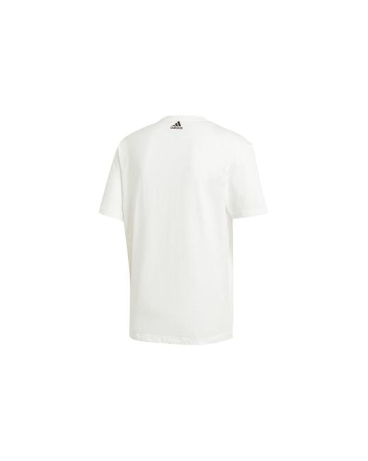 Adidas White 3 Cats Graphic Loose Sports Round Neck Cartoon Printing Short Sleeve for men