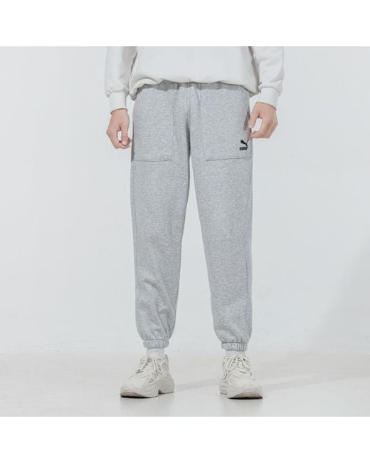 PUMA Gray Classic Sweatpants for men