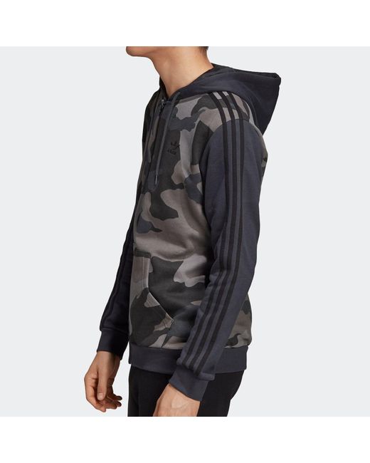 Adidas Gray Originals 'Camo' Full Zip Hoodie 'Carbon' for men