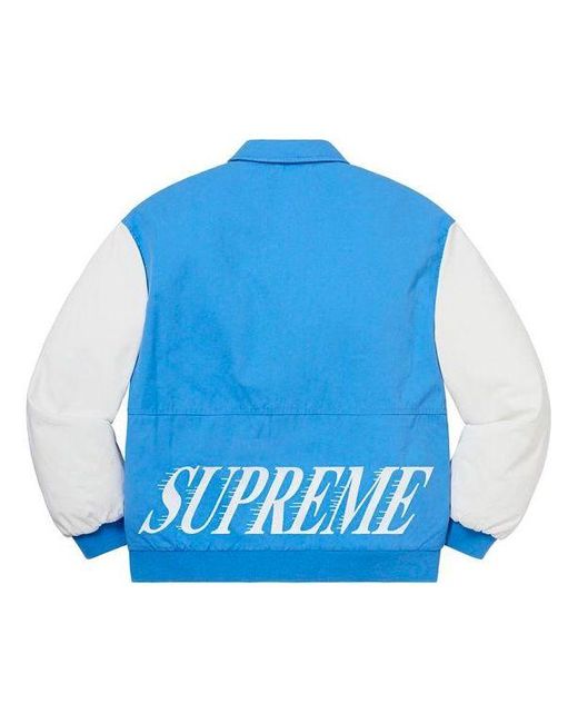 Supreme Blue Twill Varsity Jacket for men