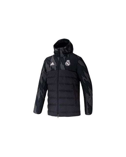 Adidas Blue Real Ssp Dw Jkt Real Madrid Stay Warm Hooded Down Jacket for men