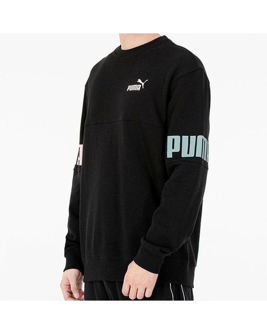 PUMA Blue Casual Round Neck Pullover Printing Long Sleeves for men