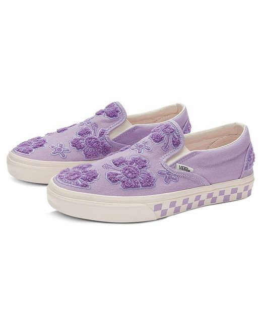 Vans Purple Emma Mulholland On Holiday X Classic Slip-On 'Whimsical Floral Embroidery' for men