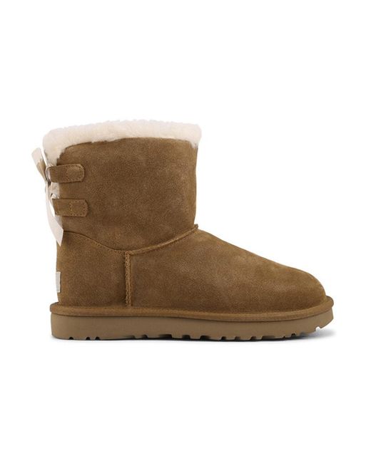 Ugg Brown (Wmns) Mini Continuity Bow Fleece Lined