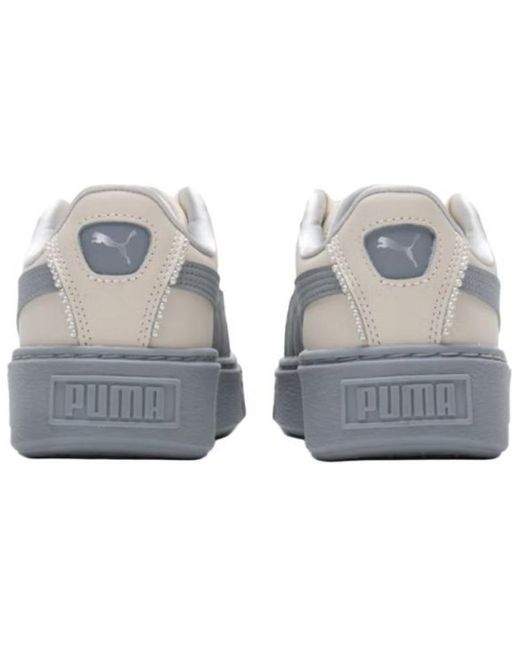 PUMA White (Wmns) Basket Platform Shoes 'Pearl'