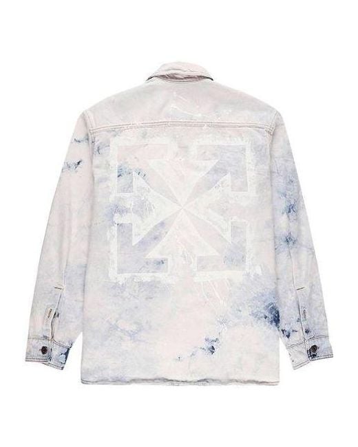 Off-White c/o Virgil Abloh White Colour Colour Rendering Ink Lapel Loose Denim Jacket for men