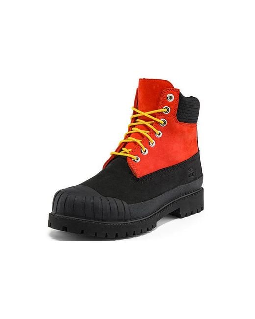 Timberland Red Premium 6 Inch Waterproof Boot 'Medium Nubuck With' for men
