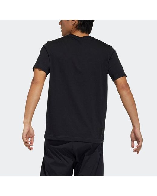 Adidas Black Wj T Gfx Series Printing Athleisure Casual Sports Round Neck Short Sleeve for men