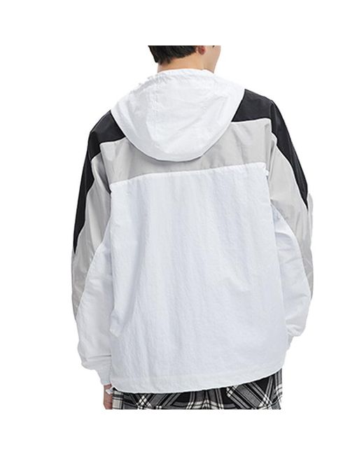 Li-ning Blue Sports Fashion Series Colorblock Hooded Drawstring Loose Jacket for men