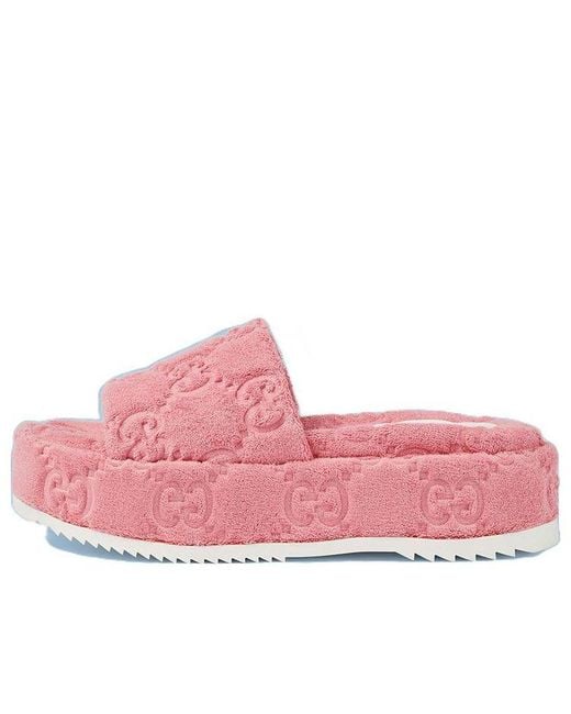 Gucci Pink GG Terry Platform Sandal