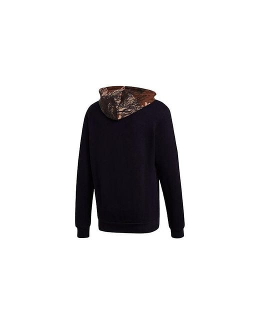 Adidas Blue Originals Camo Block Hdy Camouflage Logo Printing Pullover for men