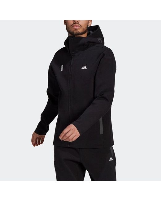 Adidas Black Wj Jkt Warm Casual Sports Hooded Jacket for men
