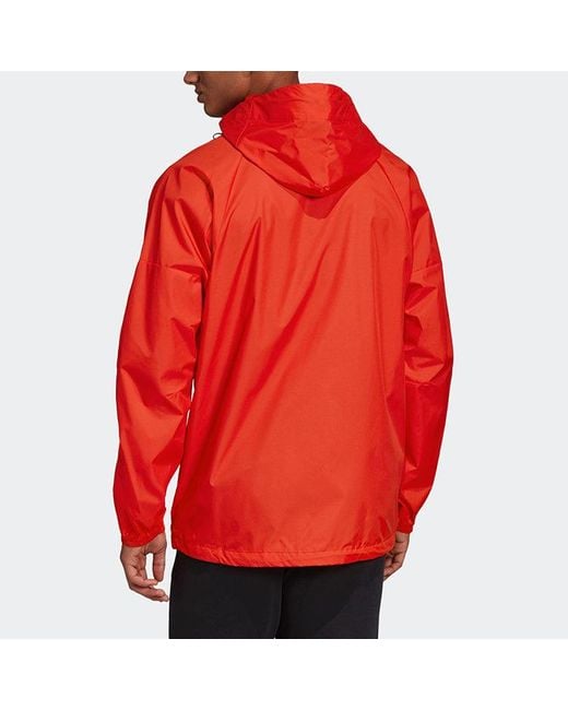 Adidas Red W.N.D. Jkt Casual Sports Hooded Woven Jacket Fluorescence for men