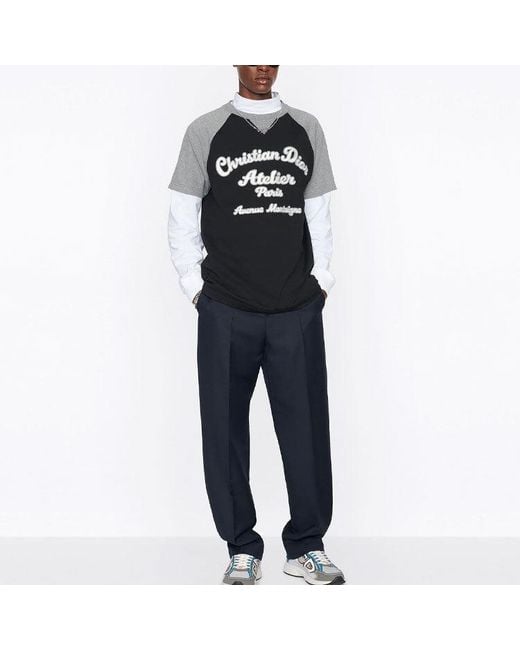 Dior Black Ss22 Alphabet Pattern Loose Short Sleeve T-Shirt for men