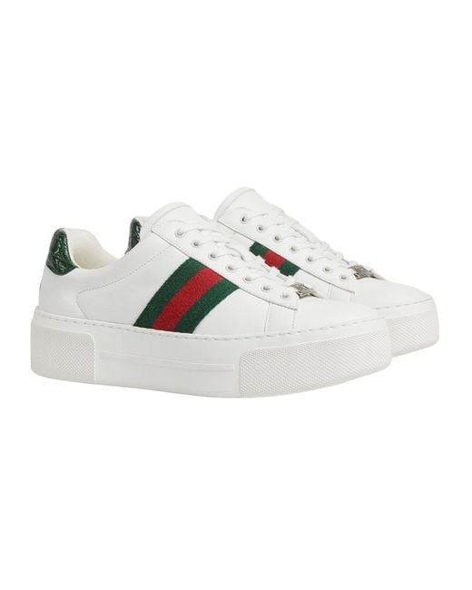 Gucci White (Wmns) Ace Leather Platform