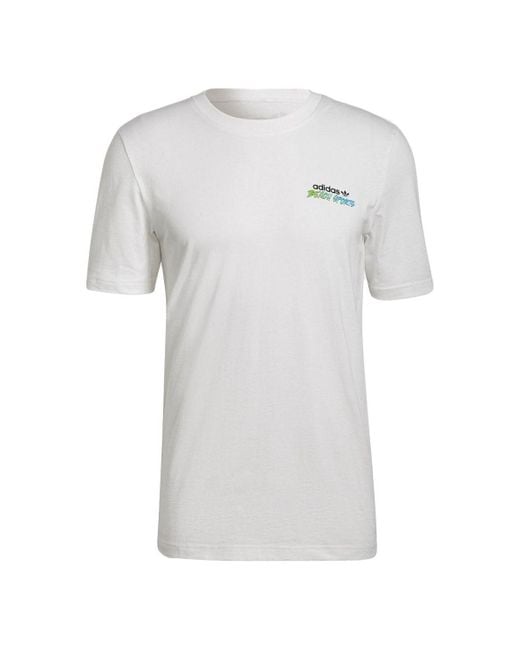 Adidas White Originals Graphic Stoked Fish Flowers T-Shirt Multi-Color' for men