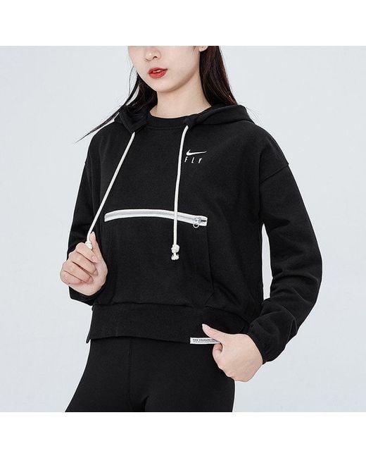 Nike Blue (Wmns) Embroidered Logo Big Pocket Short Sports Hoodie