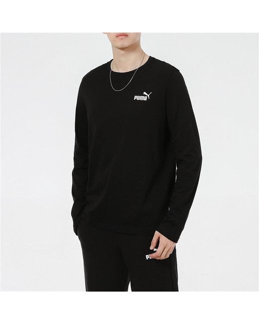 PUMA Black Logo Print Training Sports Breathable Round Neck Long Sleeve T Shirt S for men