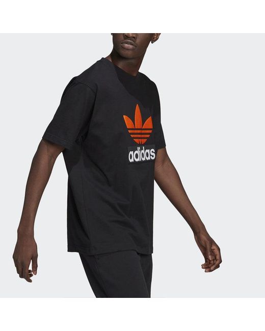 Adidas Black Originals Logo Round Neck Short Sleeve Tee For for men