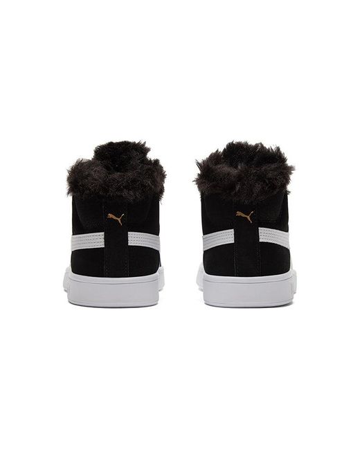 PUMA Black (Wmns) Smash V2 Plus Fleece Mid-Top Sneakers