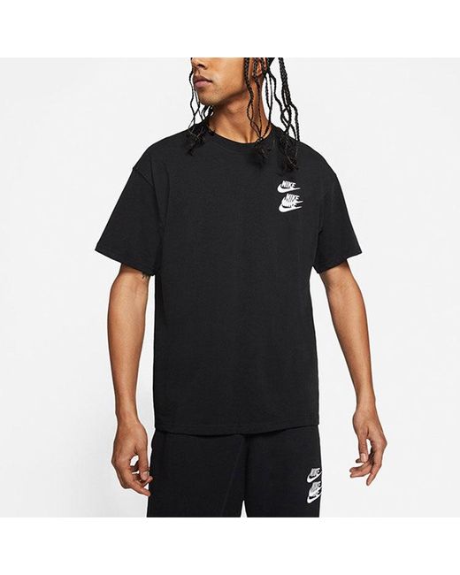 Nike Black Large Logo Printing Sports Round Neck Short Sleeve for men