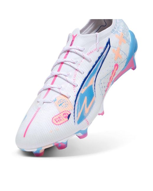 PUMA S Cloud Ultra Ultimate Firm Ground Football Boots White/blue/pink 7.5 for men