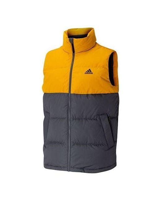 Adidas Blue Down Vest Outdoor Protection Against Cold Stay Warm Stand Collar Sports Colorblock for men