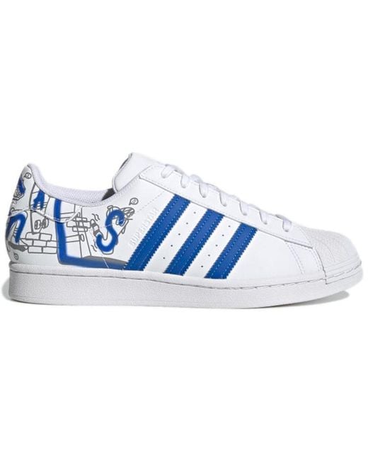 Adidas Blue Originals Superstar Cozy Wear-Resistant Casual Skate Shoes for men
