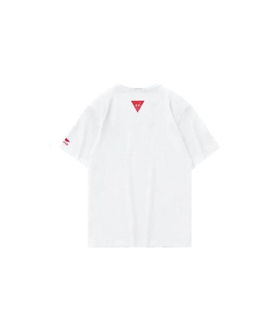Li-ning White Printing Loose Sports Round Neck Short Sleeve Tee
