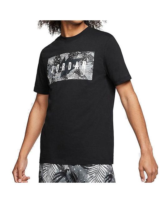 Nike Black Poolside Flowers Alphabet Printing Short Sleeve for men