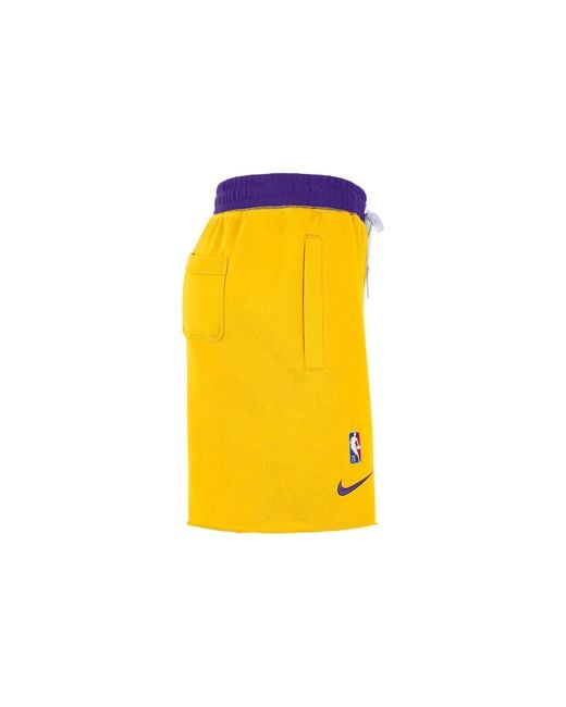 Nike Yellow Lakers Colorblock Alphabet Team Logo Knit Breathable Athleisure Casual Sports Shorts for men