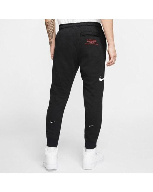 Nike Black Swoosh Embroidered Double- Hook Casual Sports Pants for men