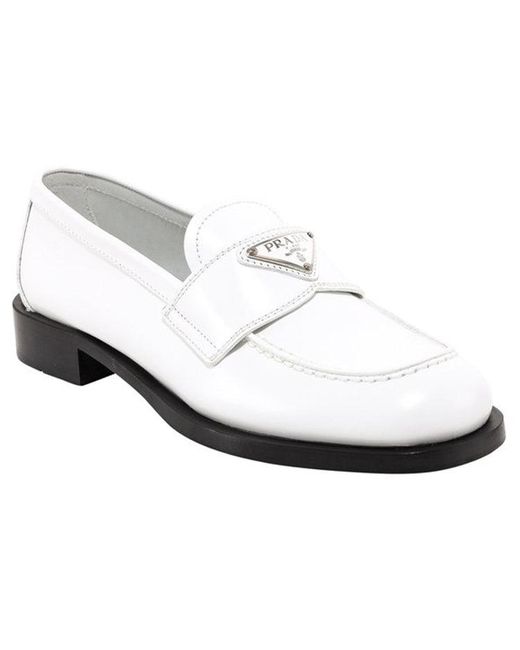 Prada White (Wmns) Patent Leather Loafers