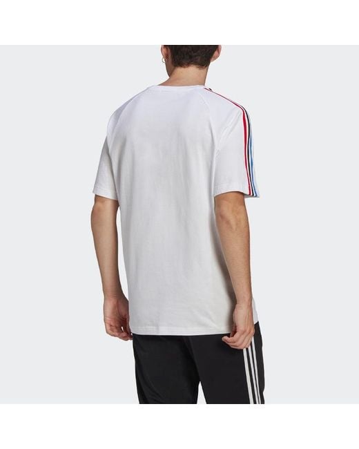 Adidas Blue Originals Tricol Logo Printed Crew Neck Short Sleeve for men