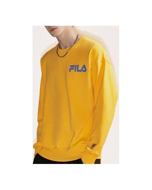 Fila Yellow Alphabet Logo Printing Sports Round Neck Pullover