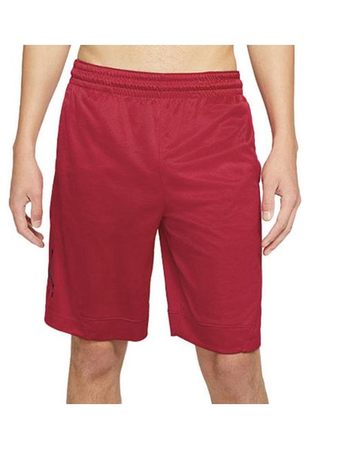 Nike Red Rise Striped Triangle Logo Printing Quick Dry Knit Basketball Shorts for men
