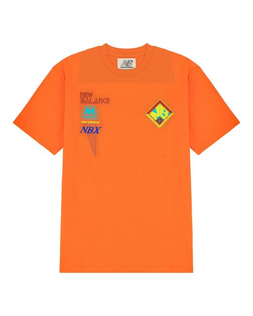 New Balance Orange X Salehe Bembury Printing Logo Round-Neck Tee